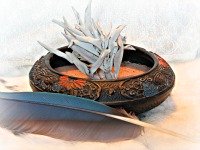 smudge bowl with feather